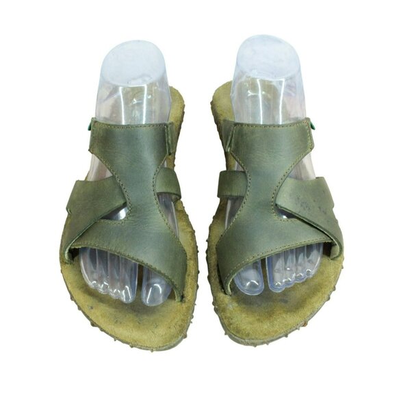El Naturalista Green Leather Slip On Comfort Open Toe Casual Sandals Size 8 - Picture 5 of 10
